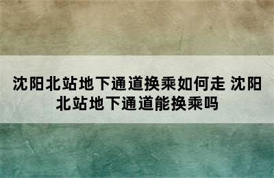 沈阳北站地下通道换乘如何走 沈阳北站地下通道能换乘吗